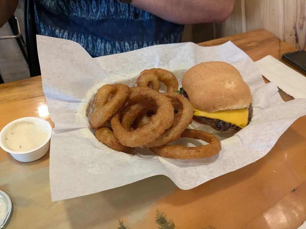 Hamburger and Onion Rings